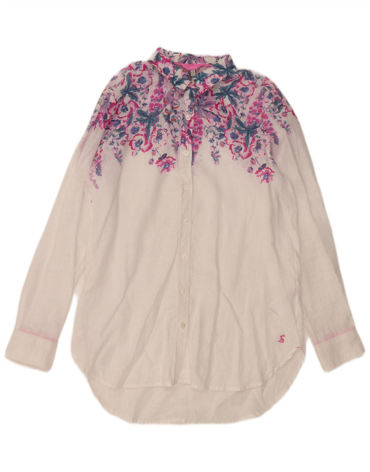 Cămașă supradimensionată pentru femei Joules UK 8 Small White Floral Linen