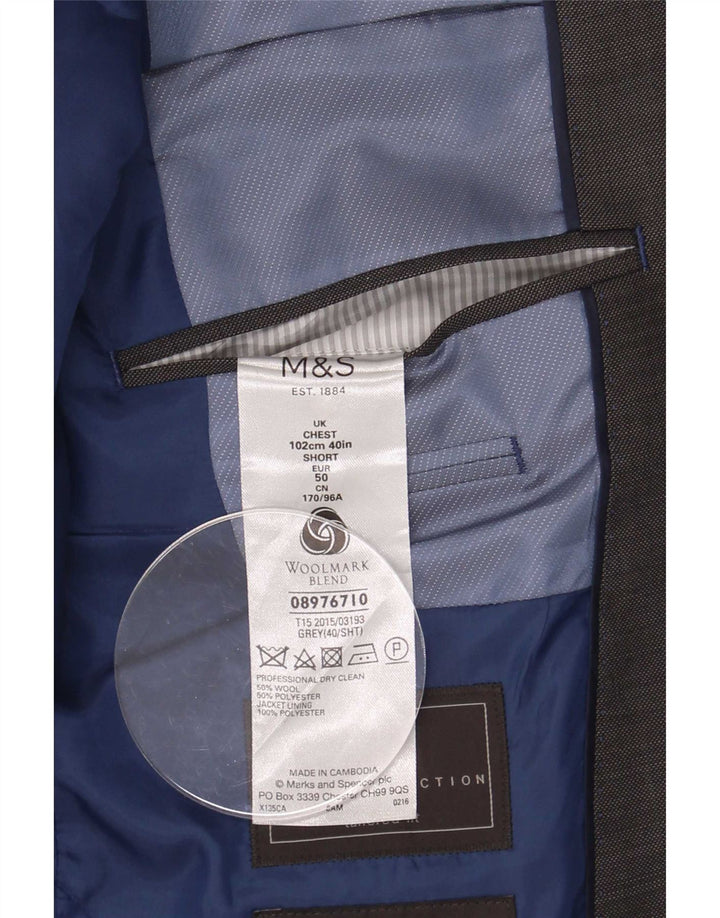 Jachetă pentru bărbați Marks & Spencer, cu 2 nasturi, UK 40 Lână, gri mediu
