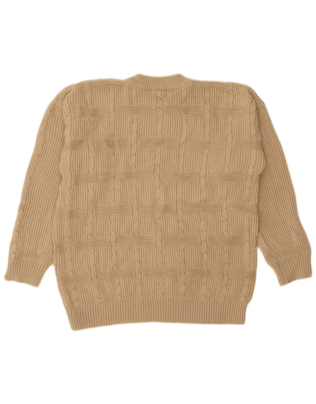 Pulover vintage pentru bărbați cu gât roșu IT 50 Medium Bej Acrilic
