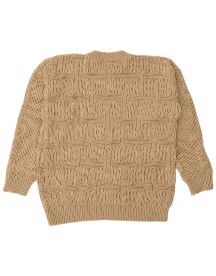 Pulover vintage pentru bărbați cu gât roșu IT 50 Medium Bej Acrilic