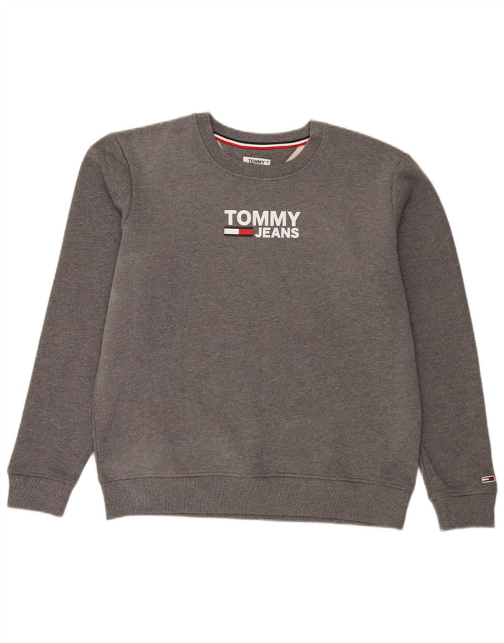 Hanorac grafic pentru bărbați Tommy Hilfiger Pulover mare din bumbac gri