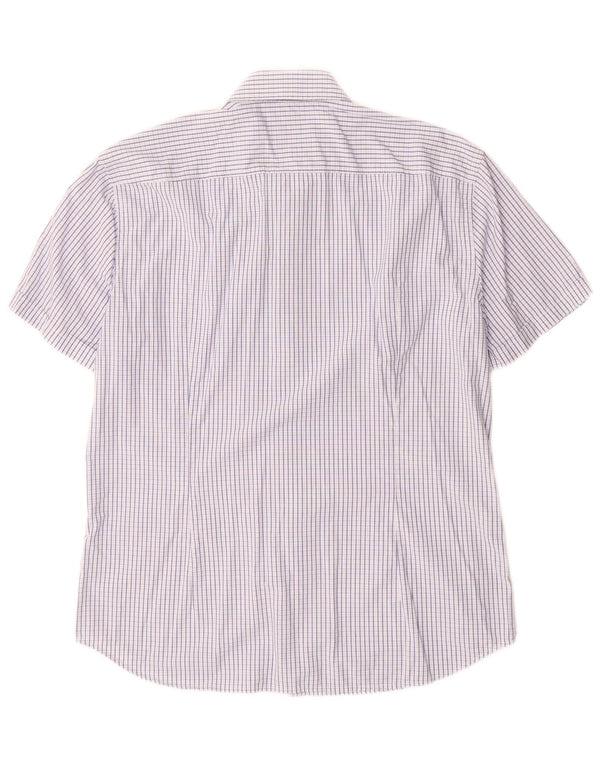 Hugo Boss Mens Short Sleeve Slim Fit Shirt Size 16 41 Large Blue Check