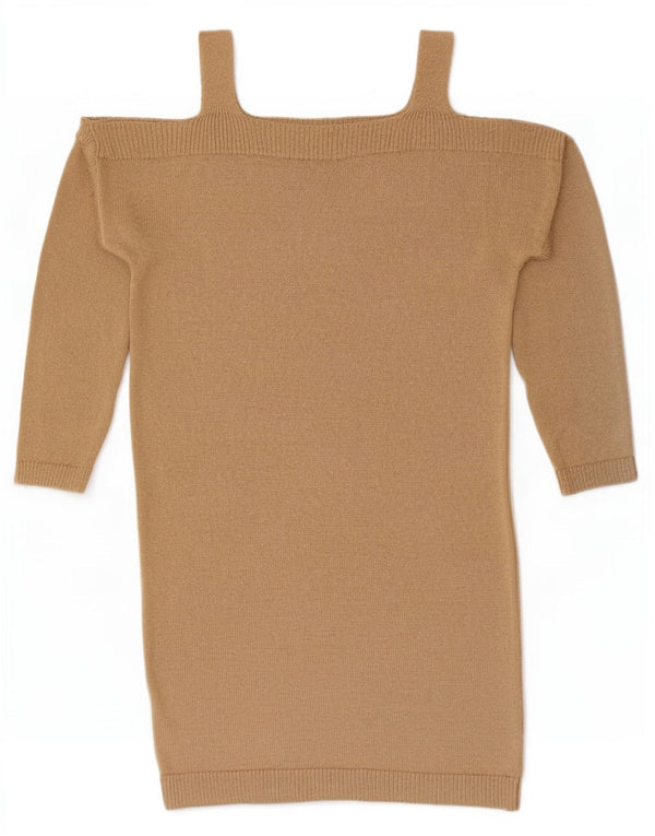 Massimo Dutti rochie cu pulover pentru femei cu umăr dezactivat UK 10 Mic Bej