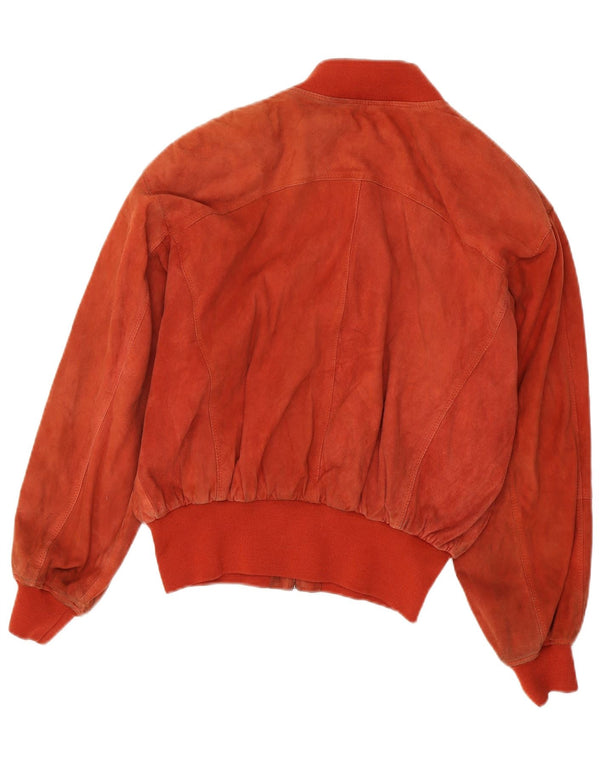 Bomber vintage pentru femei de piele intoarsa UK 16 mare portocaliu