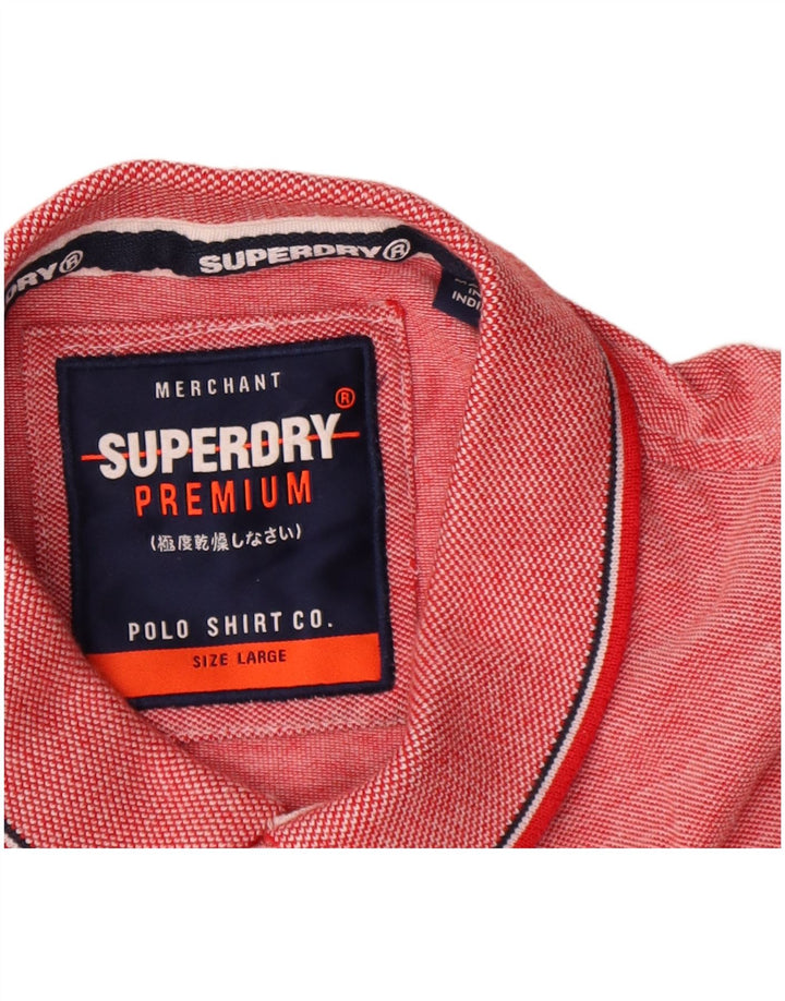 Tricou polo pentru bărbați Superdry, mare, roșu, bumbac cu pete