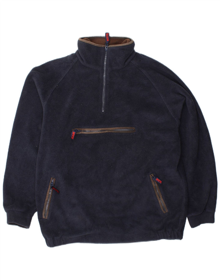 Pulover pentru bărbați SLAM, cu fermoar și gât, din lână, poliester, albastru mic