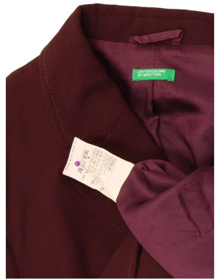 Jachetă pentru femei Benetton cu 2 nasturi IT 42 Viscoză Burgundy medie