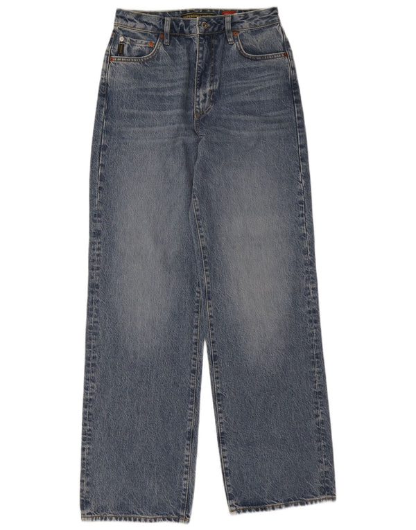 Blugi Superdry pentru femei cu talie înaltă cu picioare largi W28 L32 bumbac albastru