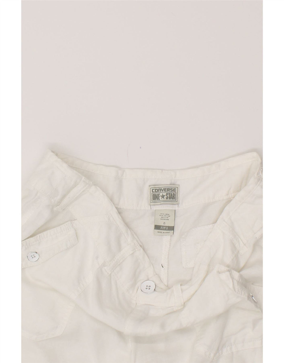 Pantaloni scurti casual CONVERSE pentru femei US 8 Medium W34 White Linen