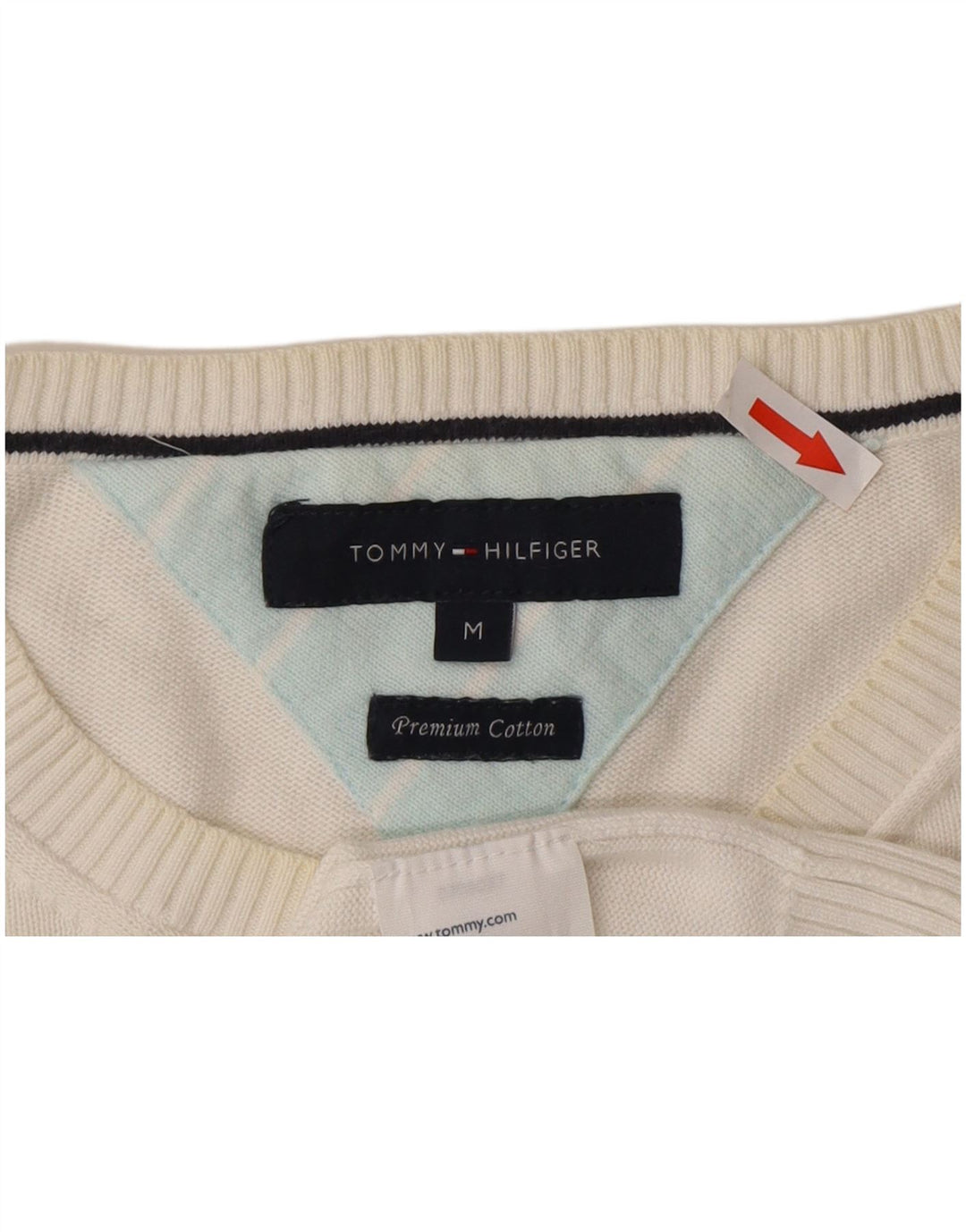 Pulover Tommy Hilfiger pentru bărbați, cu gât crew, bumbac alb mediu