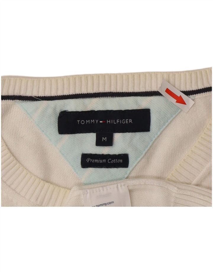 Pulover Tommy Hilfiger pentru bărbați, cu gât crew, bumbac alb mediu