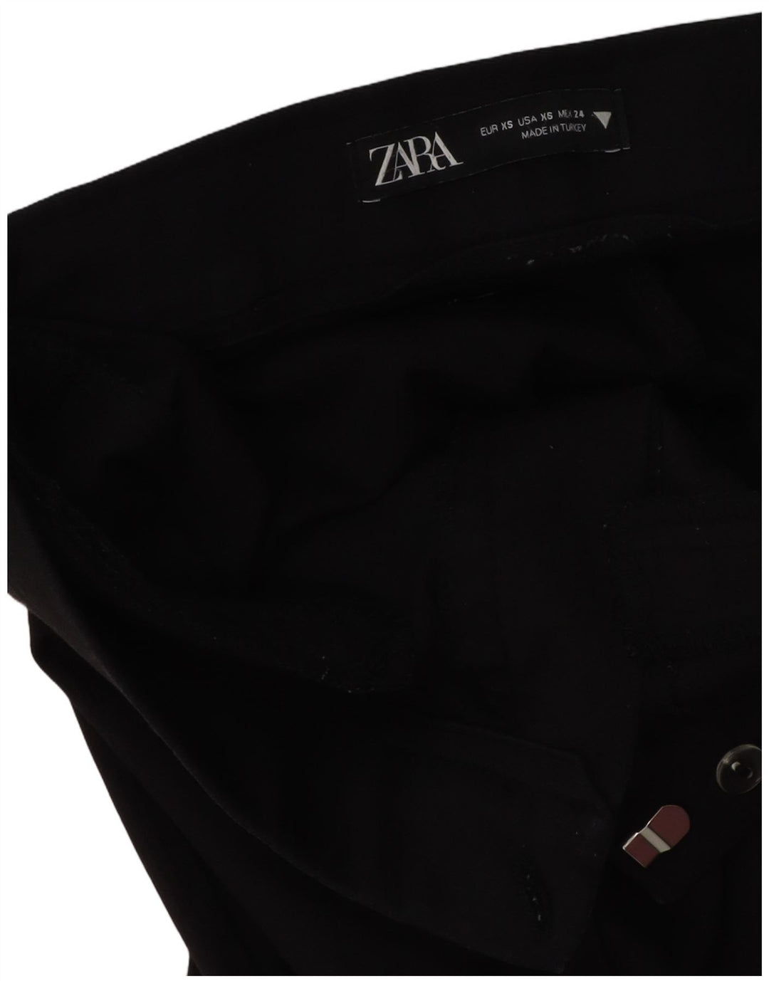 Pantaloni casual de damă ZARA Bootcut XS W24 L25 Negri