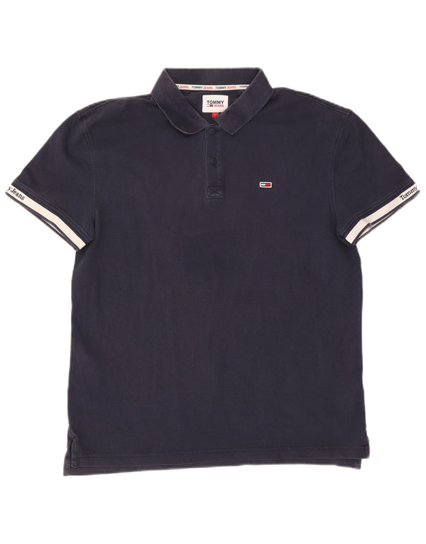 Tricou polo Tommy Hilfiger pentru bărbați, mare, albastru bleumarin, bumbac color bloc