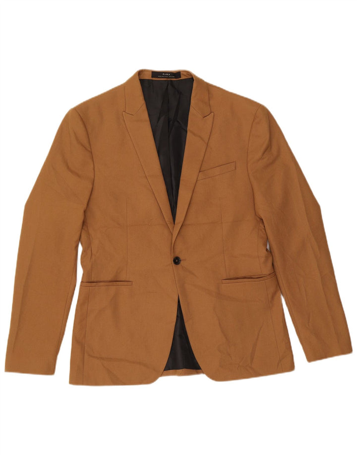 Blazer pentru bărbați Zara cu 1 nasture EU 52 Maro mare