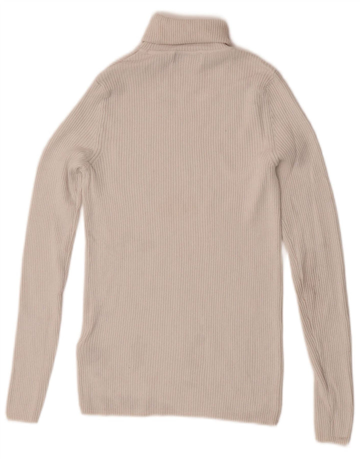 Marks & Spencer tricot pentru femei de top cu gât rulat cu mânecă lungă UK 10 mic alb