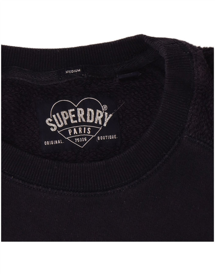 Pulover cu grafic Superdry pentru femei UK 14, bumbac, albastru bleumarin mediu