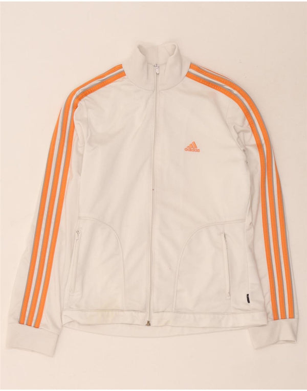 Jachetă de top pentru trening Adidas pentru femei UK 14 Poliester alb mediu