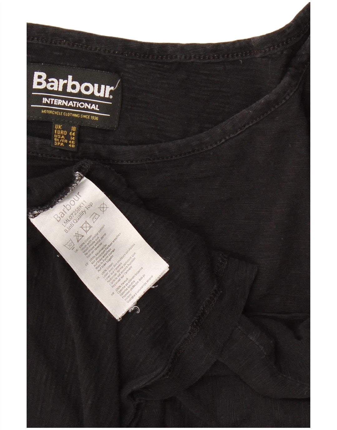 Tricou Barbour pentru femei, UK 18 XL, bumbac negru