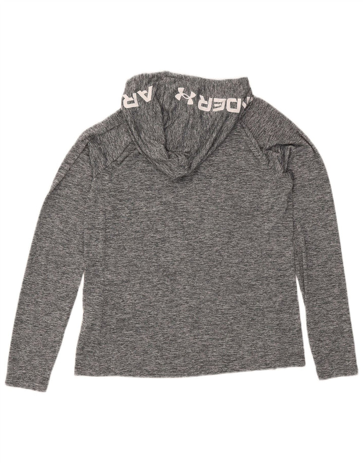 Top grafic cu glugă pentru bărbați Under Armour, cu mânecă lungă, gri mediu, pete