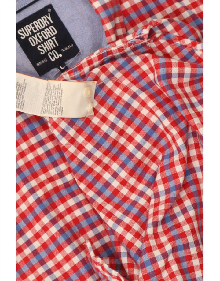 Cămașă cu mânecă scurtă pentru bărbați Superdry, bumbac mare roșu vichy