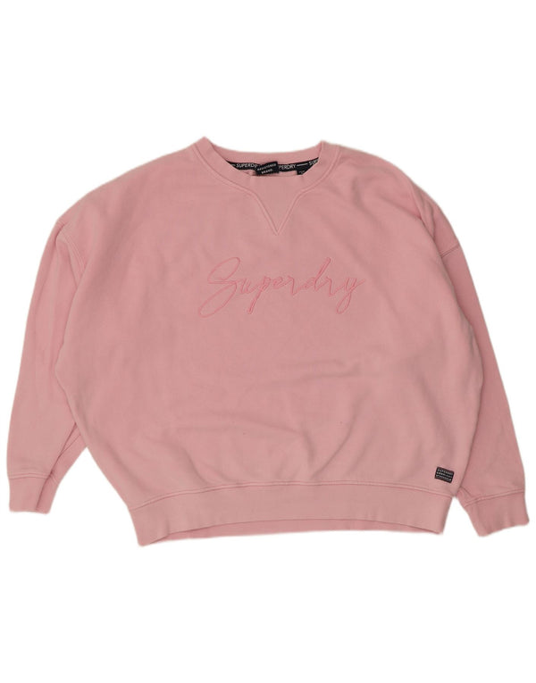 Pulover supradimensionat cu grafic Superdry pentru femei UK 14, mare, roz