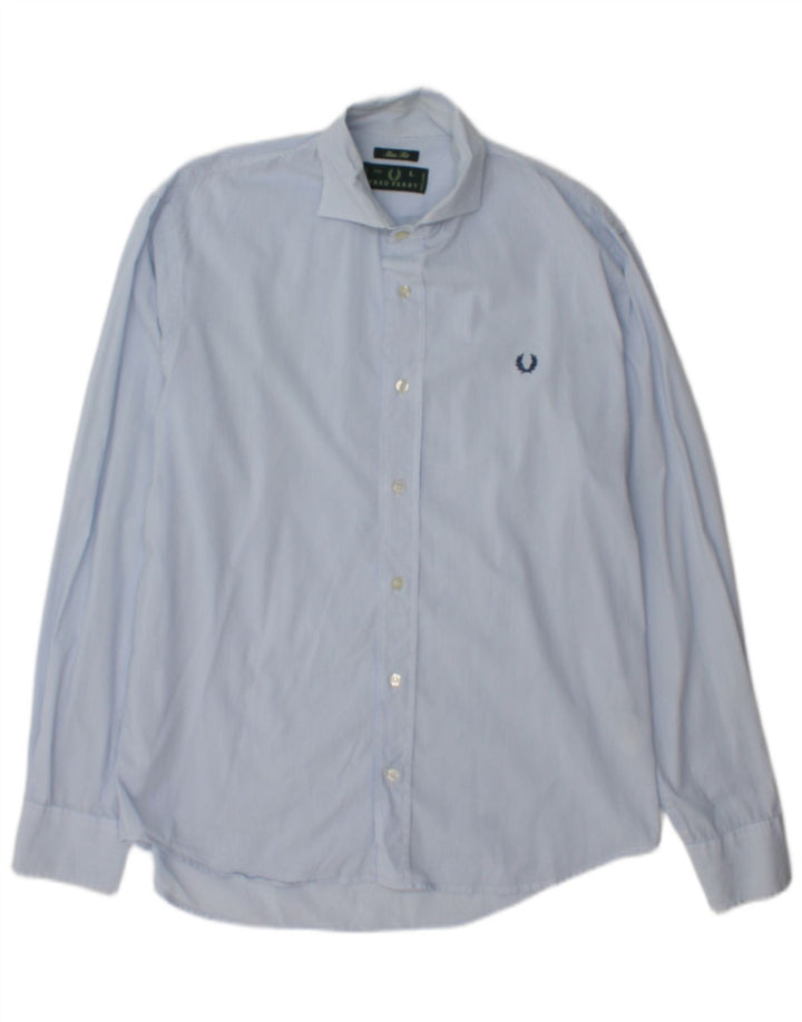 Cămașă pentru bărbați Fred Perry Slim Fit, mare, albastru, bumbac cu dungi