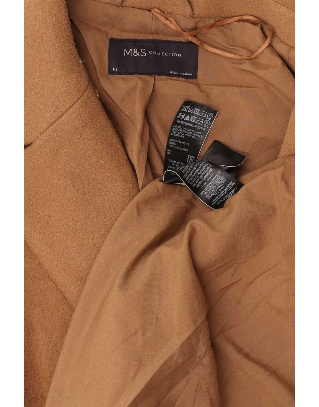 Pardesiu supradimensionat pentru femei Marks & Spencer UK 10 Poliester maro mic