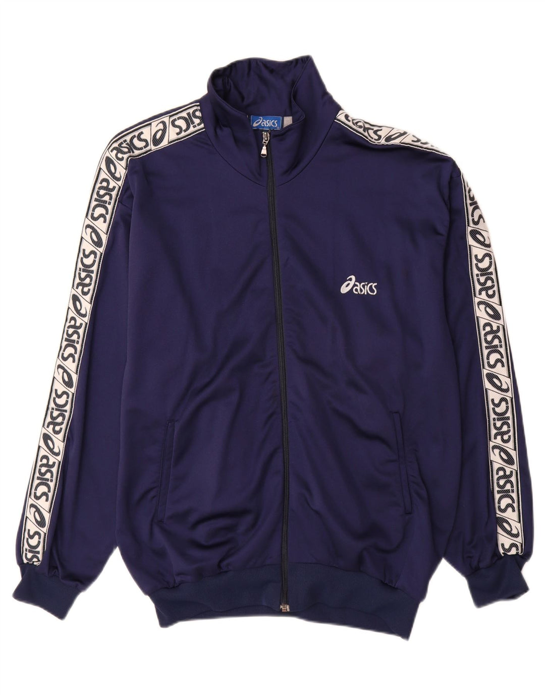 Jachetă de top pentru trening grafic ASICS pentru bărbați XL, albastru bleumarin, poliamidă color bloc