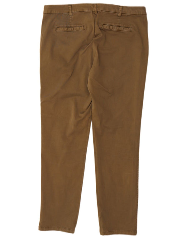 Pantaloni chino subțiri pentru femei Benetton UK 14 Large L34 L28 Kaki Bumbac