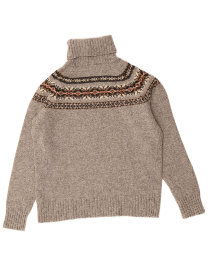 Pulover pentru femei cu gât rulat Zara UK 14 Medium Gri Fair Isle
