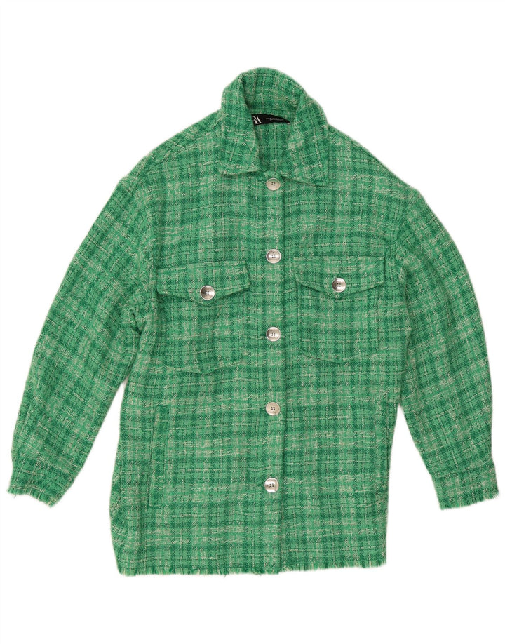 Jachetă bomber supradimensionată pentru femei Zara UK 6 XS Poliester cu check verde