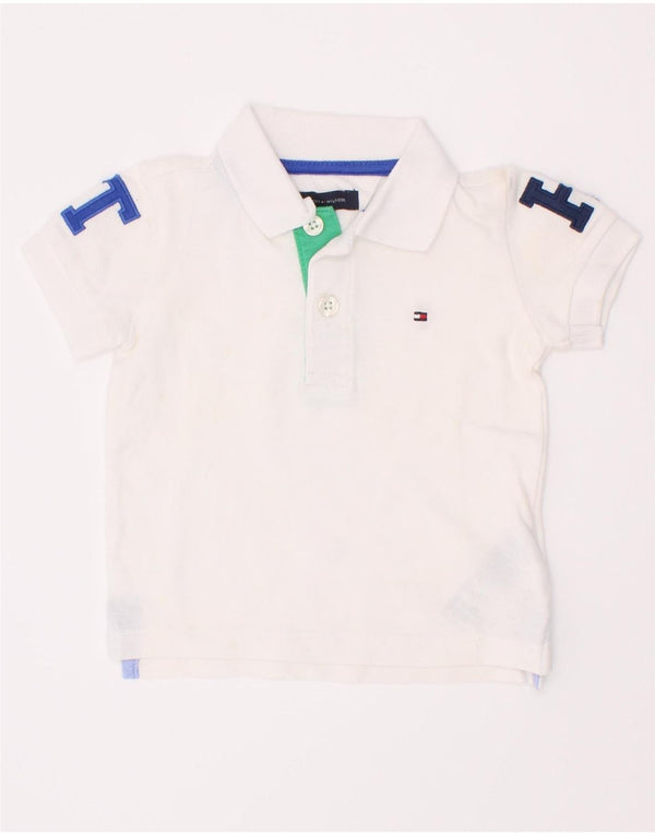 Tricou polo cu grafic Tommy Hilfiger pentru bebelusi 6-9 luni, bumbac alb