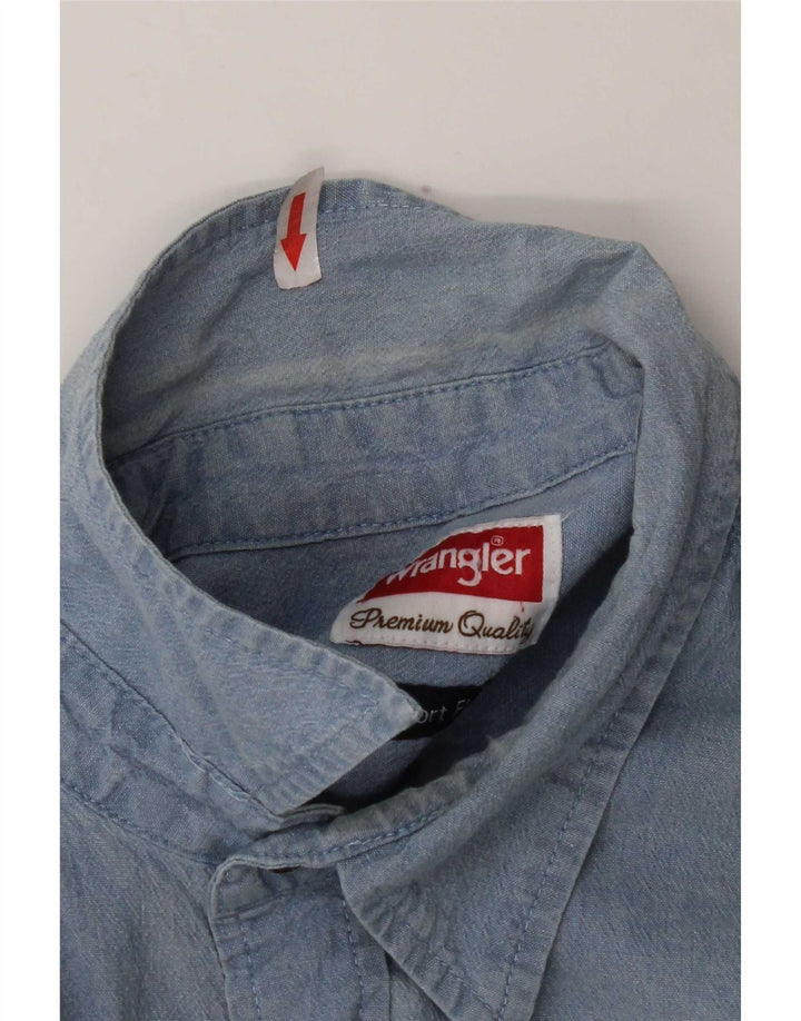 Cămașă din blugi pentru bărbați Wrangler, bumbac albastru mare