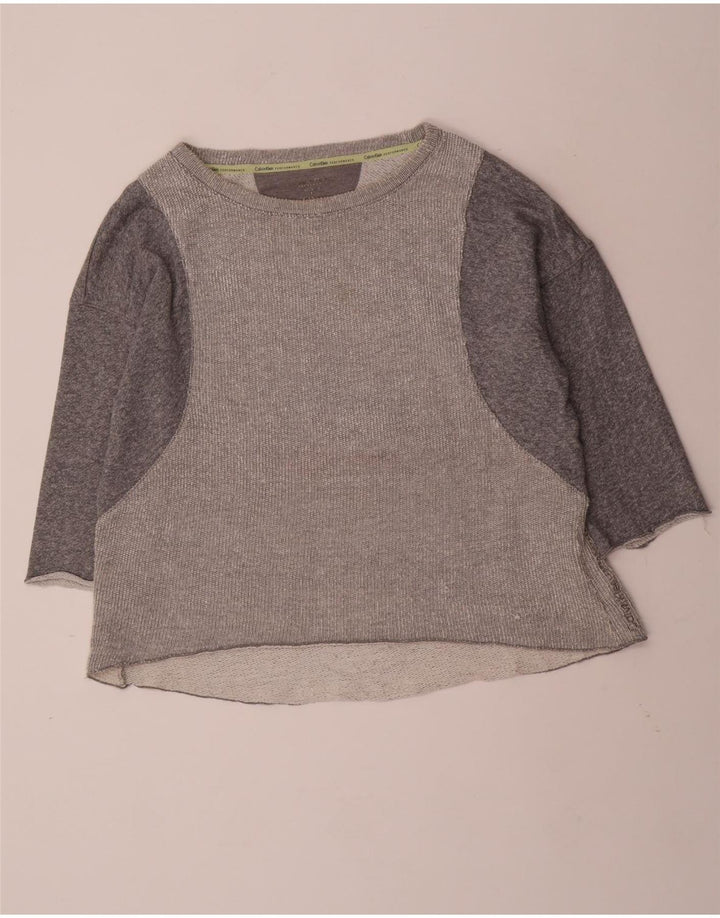 CALVIN KLEIN Top de performanță pentru femei cu mânecă lungă UK 18 XL Gri Colorblock