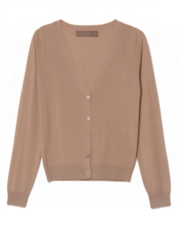 Pulover Cardigan pentru Damă Zara UK 12 Medium Bej Bumbac