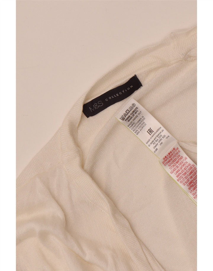 Pulover cardigan deschis pentru femei Marks & Spencer UK 14, mare, albă, viscoză