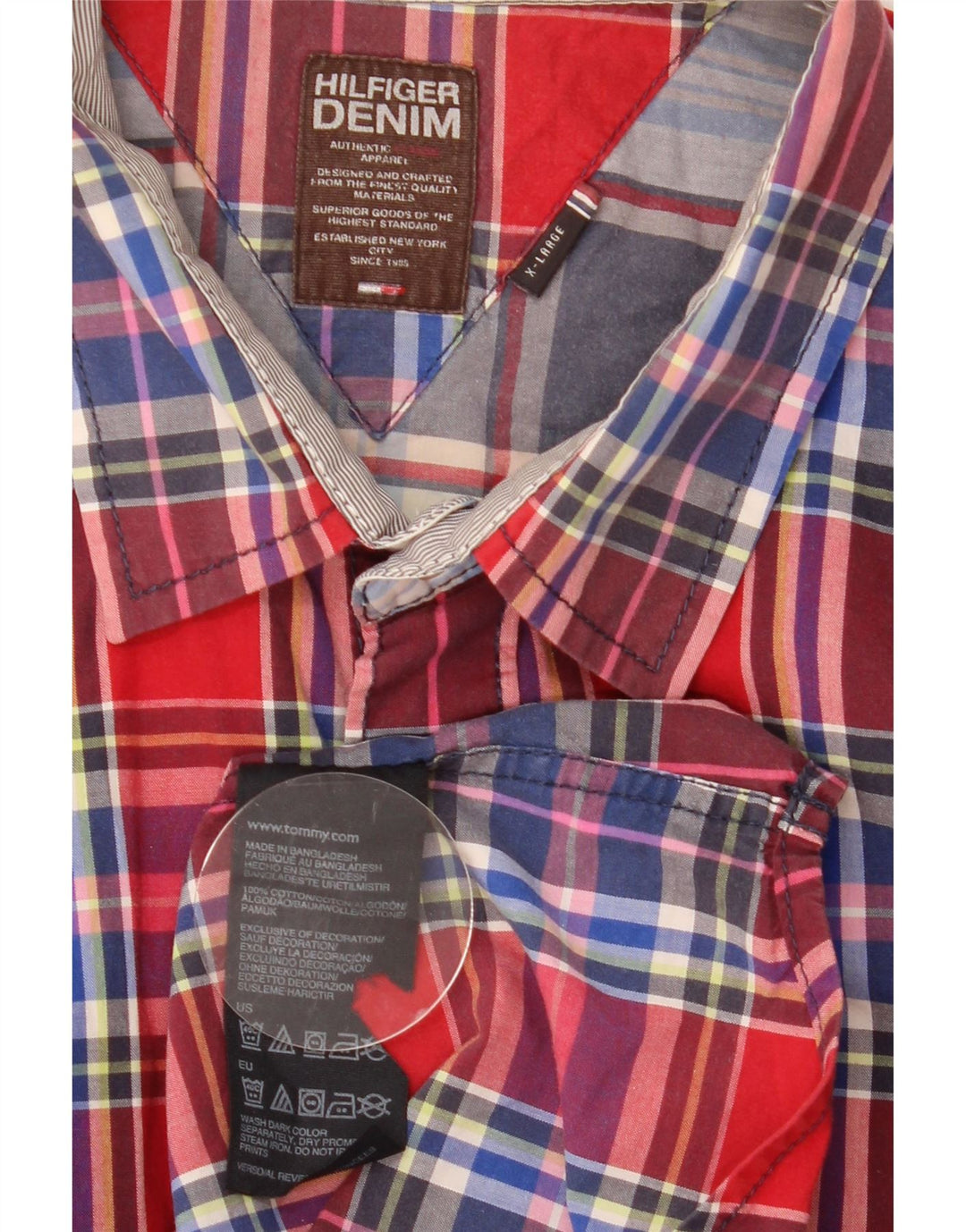Cămașă pentru bărbați Tommy Hilfiger XL, bumbac carouri roșu