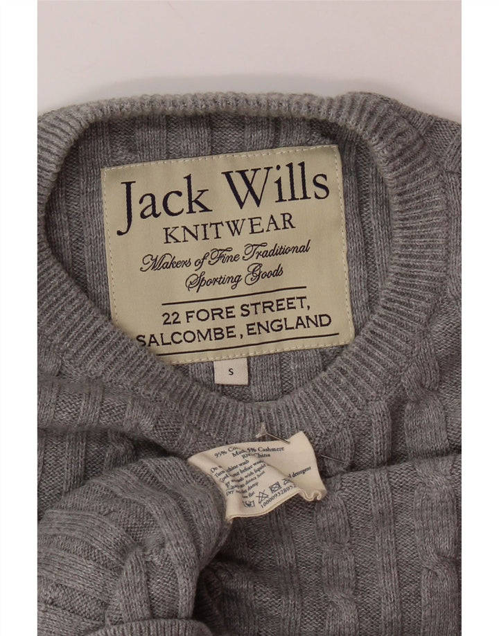 JACK WILLS Pulover pentru bărbați cu gât roșu, bumbac mic, gri