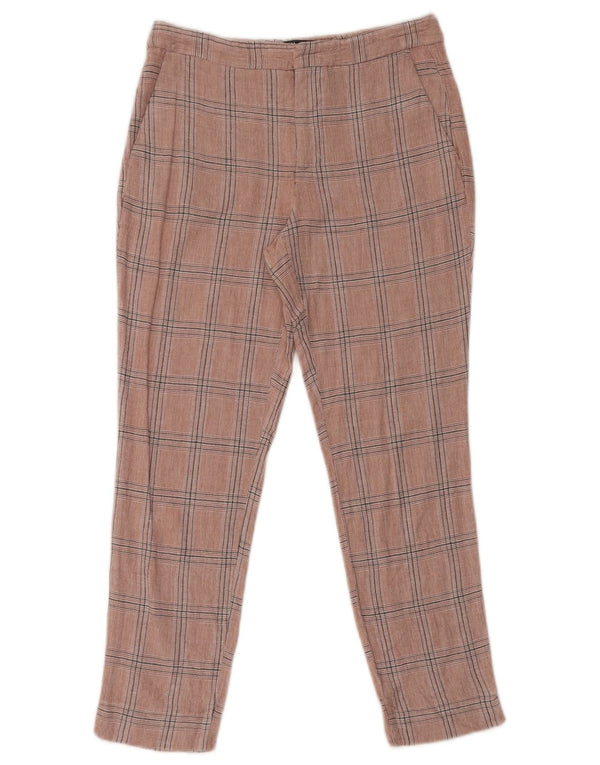 Pantaloni tăiați pentru femei Zara EU 34 2XS L24 L24 Viscoză cu carouri roz