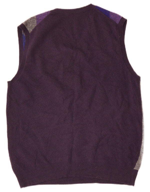 Benetton Mens Vest Tank Top Medium Bleumarin Argyle/Diamond