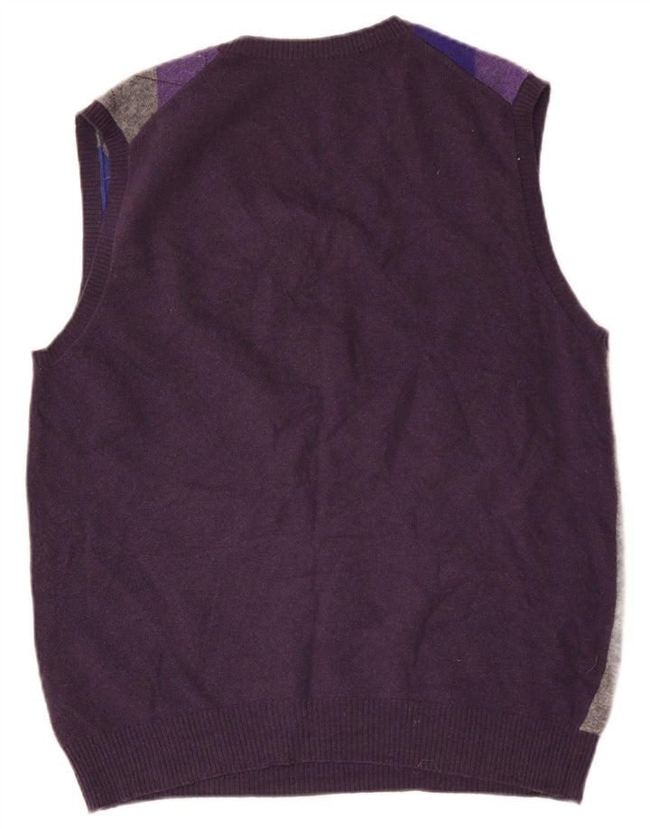 Benetton Mens Vest Tank Top Medium Bleumarin Argyle/Diamond