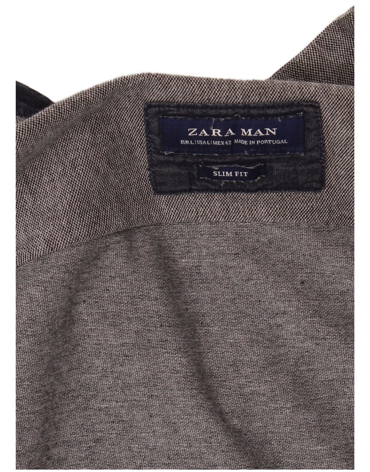 Cămașă slim cu mânecă scurtă pentru bărbați Zara, mare, gri