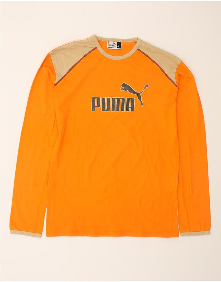 Top grafic pentru bărbați PUMA cu mânecă lungă, mare portocaliu, bumbac color bloc