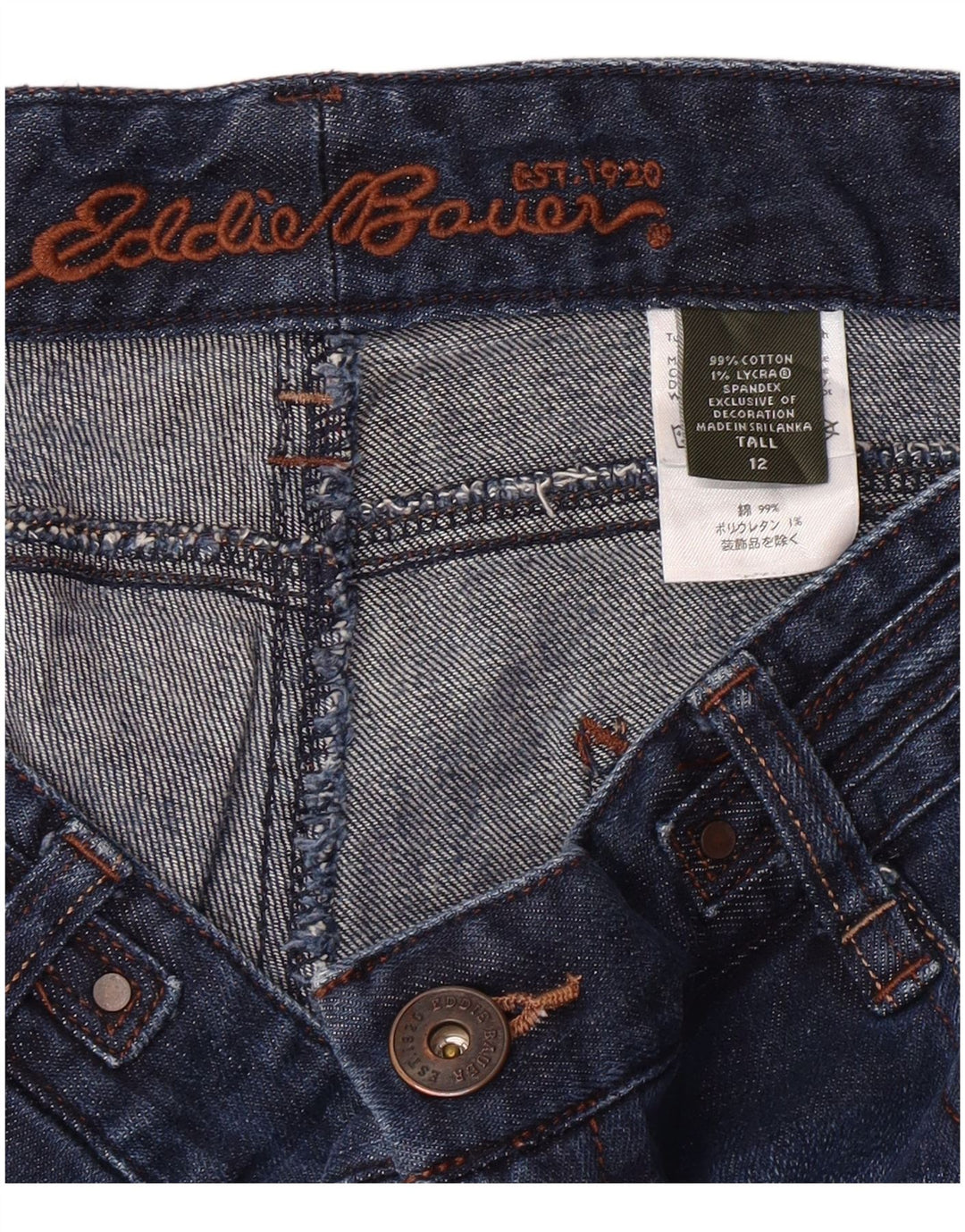 EDDIE BAUER Blugi Capri înalți pentru femei US 12 mare W34 L23 bumbac bleumarin