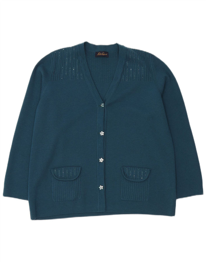 Pulover cardigan pentru femei Luisa Spagnoli UK 18 XL Lână albastră