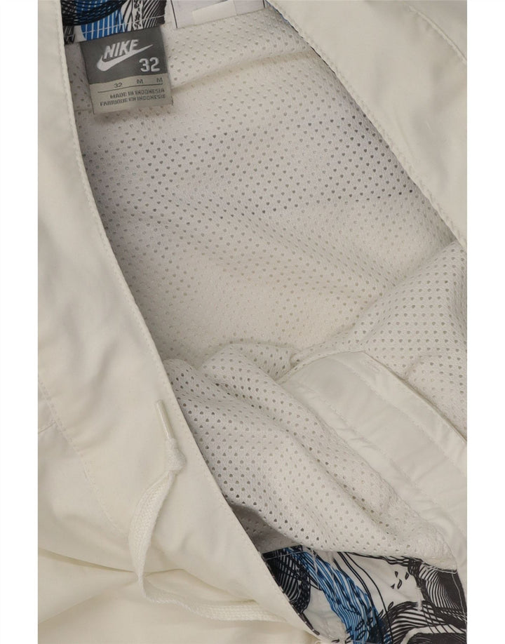 Pantaloni scurți de înot grafic Nike pentru bărbați, poliester geometric alb mediu