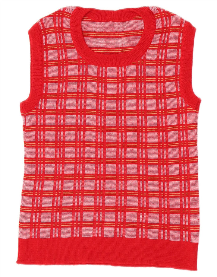 Vestă Vintage Femei Tank Top IT 46 Large Red Check