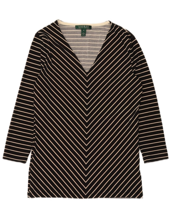 Top cu tunică cu mâneci 3/4 pentru femei Ralph Lauren UK 12 Medium Black Chevron