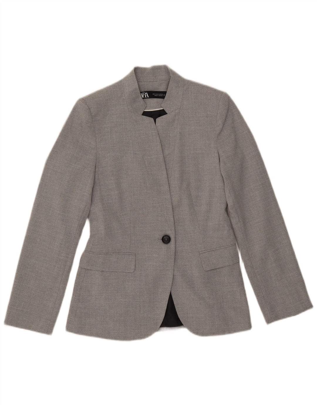 Blazer pentru femei Zara cu 1 nasture EU 34 2XS Poliester gri