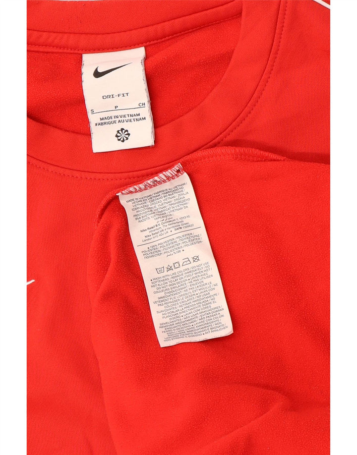 Nike pentru bărbați Dri Fit Top cu mânecă lungă din poliester roșu mic
